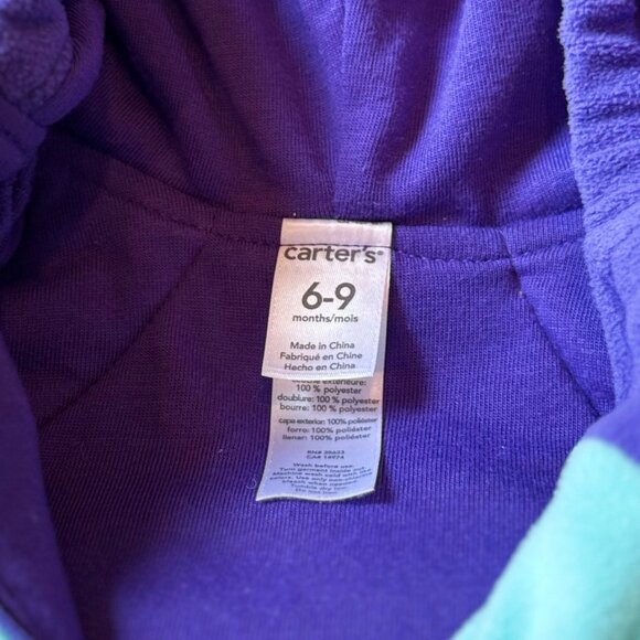 Carters Baby Purple Butterfly Halloween Costume 6-9 Month Fleece Cozy - Picture 2 of 4